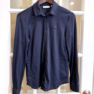 Lacoste Navy Collared Button Down Shirt, EU 36 (Size 4) 100 Cotton Dark Navy